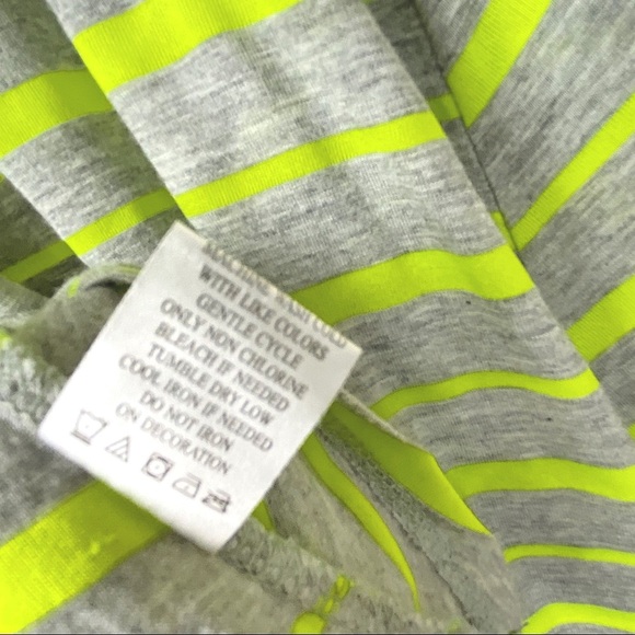 Almost Famous Stripe Crochet Lace Racerback Tank Top Shark Bite Hem Gray Lime L - Picture 12 of 13